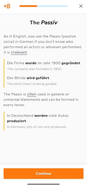 Babbel German grammar explanation example