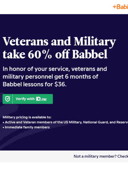 Babbel military discount