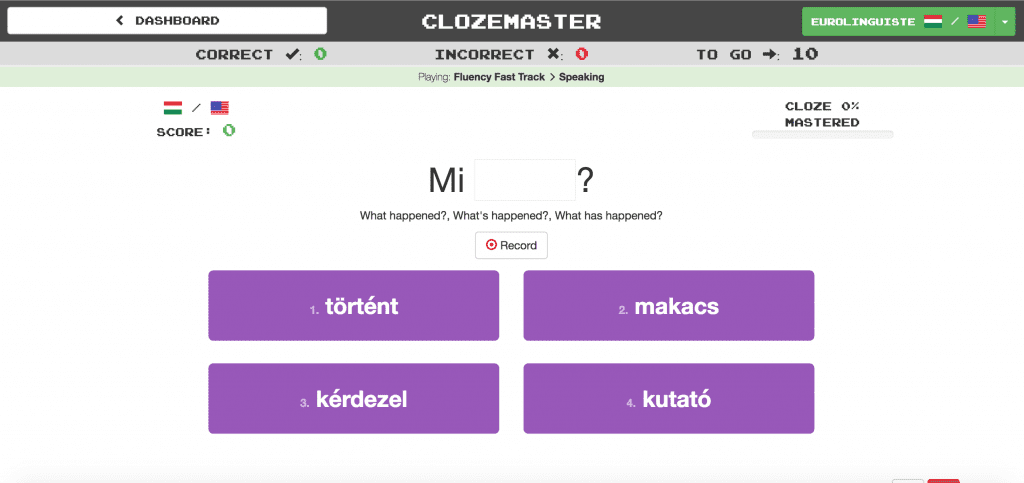 Clozemaster fluent in 3 months