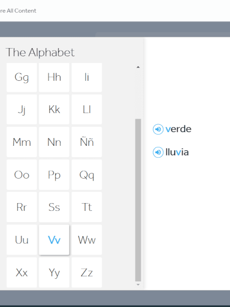 Rosetta Stone alphabet table
