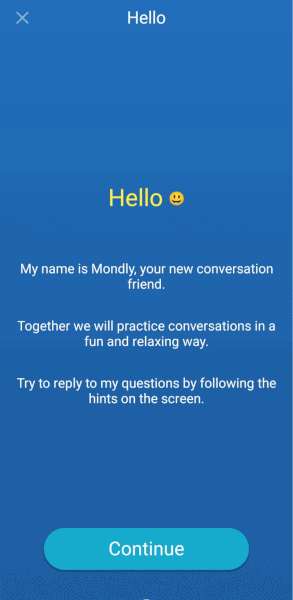 Mondly chatbot welcome