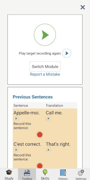 Speechling listening practice