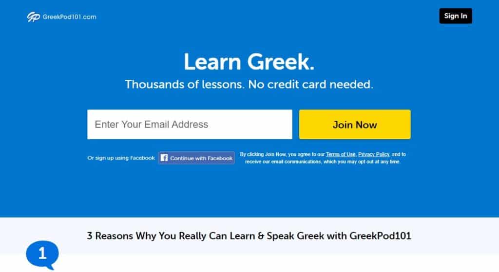 greekpod101 website