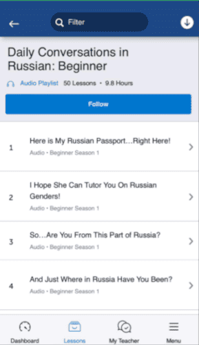 RussianPOD101 Russian dialogue options