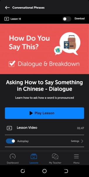 ChineseClass101 lesson dialogue