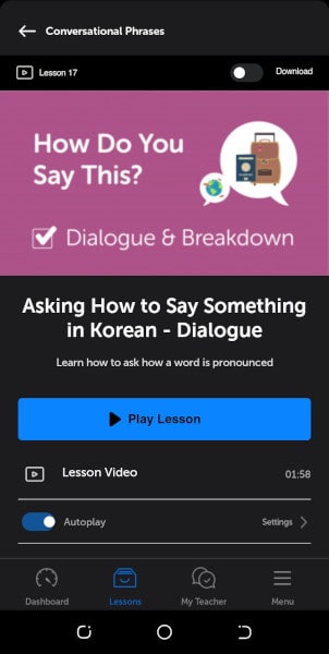KoreanClass101 first lesson with dialogues