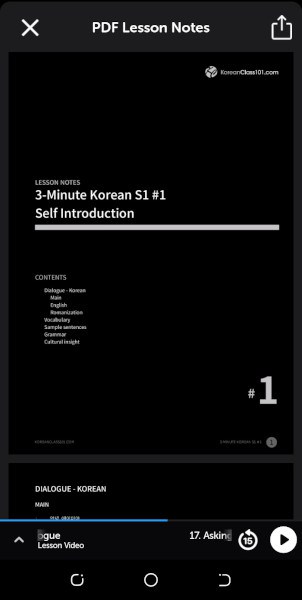 KoreanClass101 PDF lesson notes