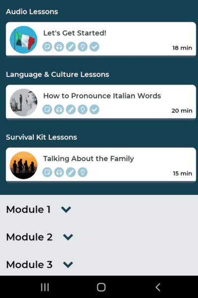 Interactive audio lesson - rocket italian's reputation